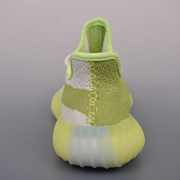 Yeezy 350 V2 White Fluorescent Green Sneakers - Picture 4 of 9